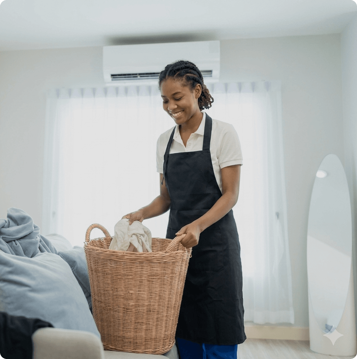 Cleaner with laundry basket